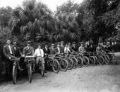 Group portrait of motorcycle club in the Tampa area.