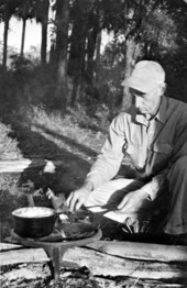 George L. Espenlaub cooking swamp cabbage.