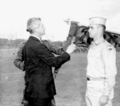 Presentation of a commemoratory streamer to the Florida State University ROTC, by the Governor - Tallahassee, Florida.