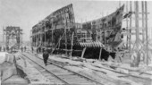 View showing Hull No. 100 under construction at the Merrill-Stevens shipyard in Jacksonville, Florida.