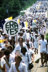 ERA demonstrators marching on Apalachee Parkway in Tallahassee.