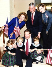 U.S. Senator Bob Graham of Florida, his wife Adele and grandchildren with Vice-president Al Gore