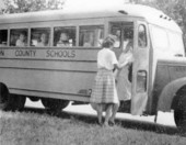 FSCW students getting on school bus - Tallahassee, Florida.