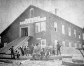 Workers gathered outside E. Faber's Cedar Mill - Cedar Key, Florida