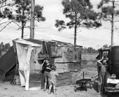 Migrant family at their shelter - Winter Haven, Florida