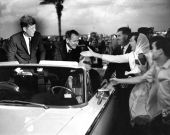 Crowd greeting President John F. Kennedy in Miami, Florida.