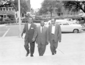 Francisco A. Rodriguez, Reverend Daniel B. Speed, and Reverend C.K. Steele walking towards the courthouse in Tallahassee.