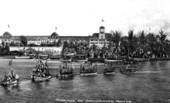 Parade of decorated boats by the Royal Poinciana hotel - Palm Beach, Florida.