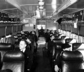 Interior of railroad car.