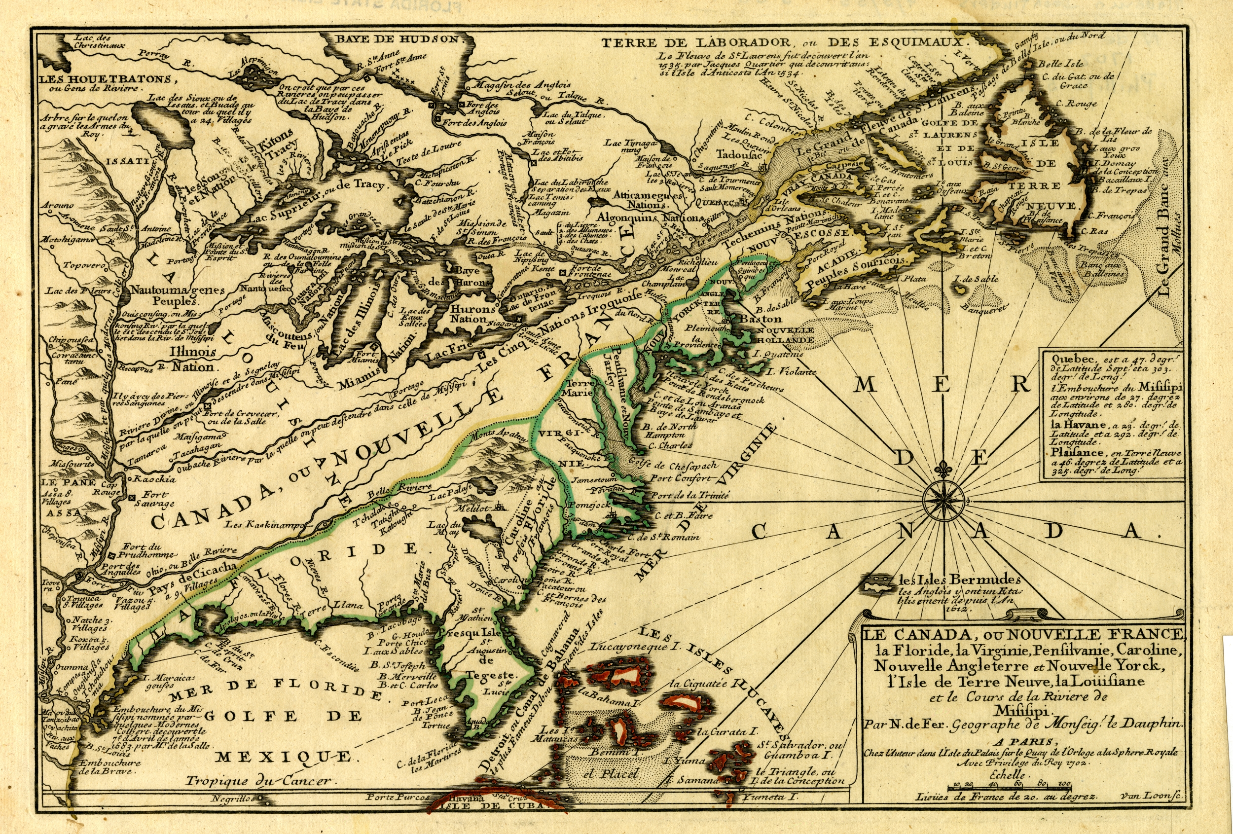 New France, La Florida, annd the English Colonies, 1702