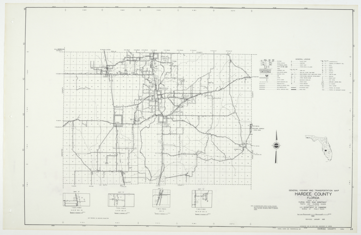 State Road Department Map of Hardee County, 1955