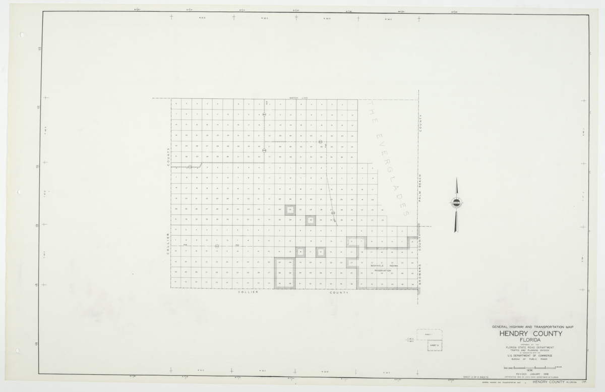 State Road Department Map of Hendry County, 1955