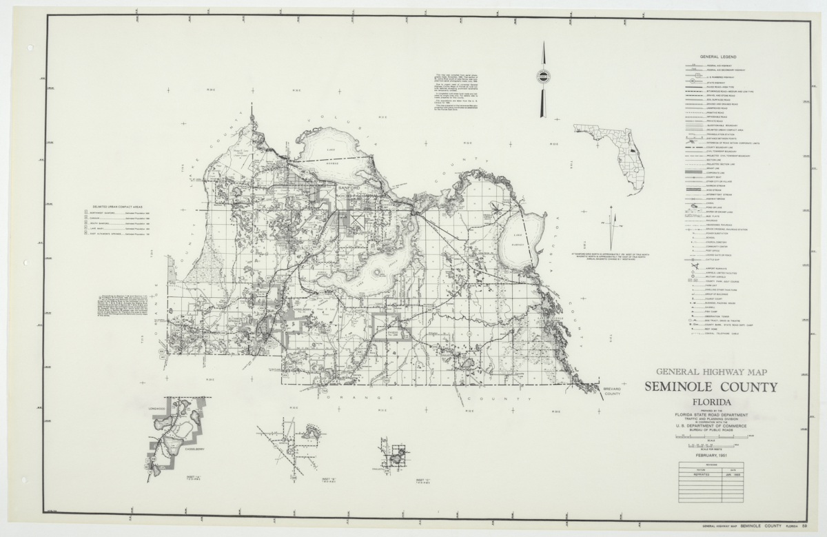 State Road Department Map of Seminole County, 1955