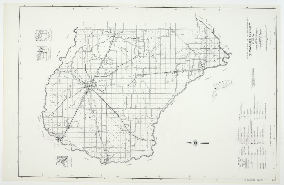 State Road Department Map of Suwannee County, 1955