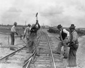 Laying railroad track for airport construction in Jacksonville.