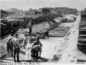 Seaboard Air Line Railway Company employees preparing to lay track - West Palm Beach, Florida.